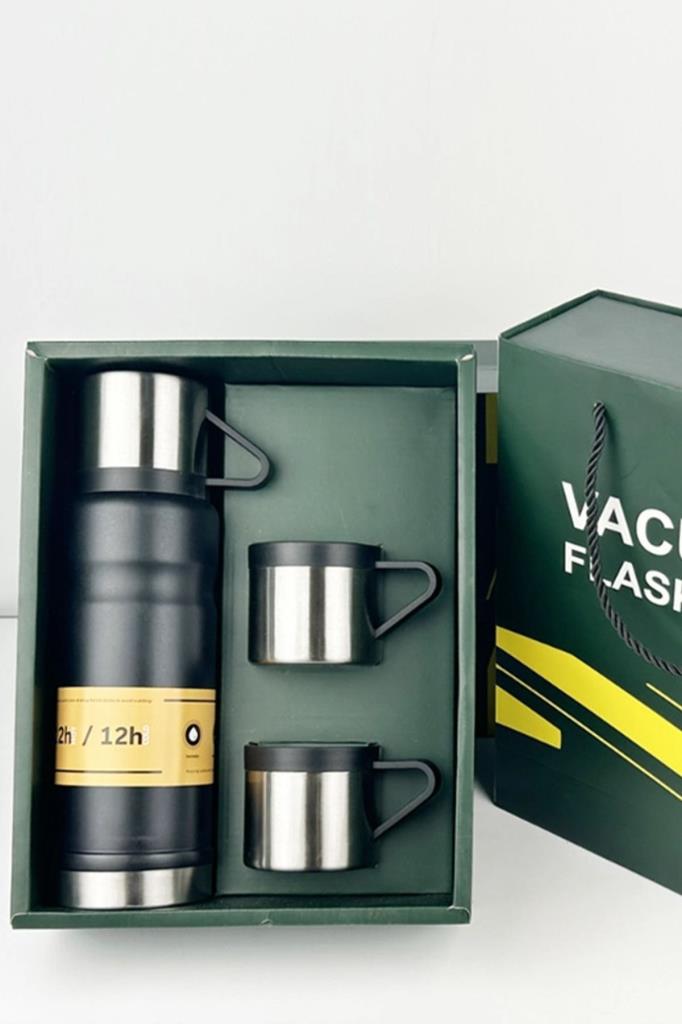 680 ML 3 Bardaklı Paslanmaz Çelik Termos